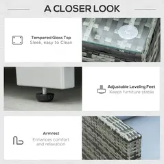 Outsunny Four-Piece Rattan Sofa Set - Grey - 6