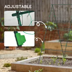 Outsunny Garden Cucumber Trellis for Climbing Plants, A-Frame Trellis Plant Support with Climbing Net, DIY Adjustable Cucumber Support Frame for Raised Bed, Vegetables, Flowers, Fruit, Green - 5