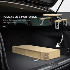 Outsunny Four-Seat Folding Picnic Table - Natural Finish - 7