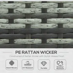 Outsunny Four-Piece Rattan Sofa Set - Grey - 4