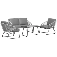 Outsunny Four-Piece Rattan Strong Panel Outdoor Sofa Set - Grey - 1