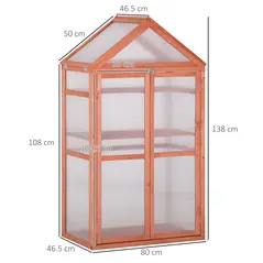 Outsunny Garden Cold Frame Polycarbonate Greenhouse with Adjustable Shelves, Double Doors, Openable Top Covers, Grow House for Flower Vegetable Plants, 80 x 47 x 138cm, Orange - 3