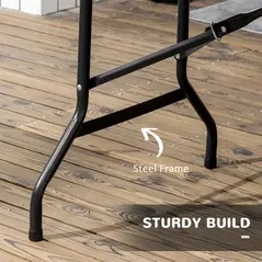 Outsunny Folding Garden Dining Table for 6, Rectangular Outdoor Dining Table with HDPE Tabletop, Foldable Garden Table with Steel Frame for Balcony, Porch, Charcoal Grey - 7