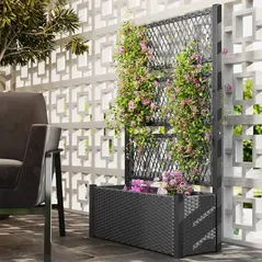 Outsunny Garden Planter Box with Trellis, Liner for Climbing Plants, Vegetables, Flowers, 90 x 35 x 148 cm, Charcoal Grey - 2