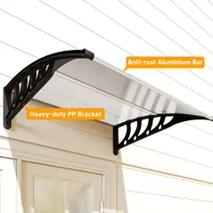 Outsunny Front Door Canopy, Outdoor Awning, Rain Shelter for Window, Porch and Front/Back Door, 103 x 96.5 cm, Clear - 8