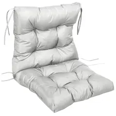 Outsunny Garden Back Chair Cushion, Comfortable Patio Seat Cushion Pad with Backrest for Outdoor & Indoor Use, Light Grey - 1