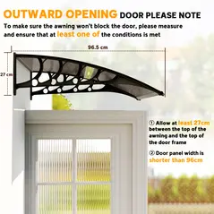Outsunny Front Door Canopy, Outdoor Awning, Rain Shelter for Window, Porch and Front/Back Door, 103 x 96.5 cm, Brown - 7