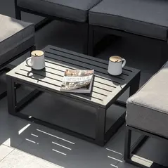 Outsunny Garden Daybed, 6 Piece Outdoor Sectional Sofa Set, Aluminum Patio Conversation Furniture Set with Coffee Table, Footstool and Cushions, Grey - 9