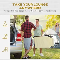 Outsunny Folding Sun Loungers Set of 2 with Face Hole, 4-Position Adjustable Backrest Garden Recliner Chairs Sunbeds, Outdoor Lounge Chairs with 600 D Oxford Cloth Seat, Pillow for Beach, Beige - 8