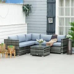 Outsunny Four-Piece Rattan Sofa Set - Grey - 2