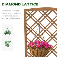 Outsunny Garden Planter with Trellis, Wooden Raised Bed for Garden with Lattice Trellis for Vegetables, Herbs and Flowers, Brown - 5