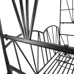 Outsunny Garden Bench, 2 Seater Outdoor Patio Bench, Metal Garden Loveseat with Arch for Vines and Climbing Plants, Black - 8