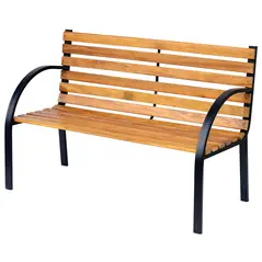 Outsunny Garden Bench, 122Lx60Wx80H cm-Steel/Wood - 1