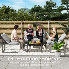 Outsunny Four-Piece Relaxed Back Garden Dining Set - Black/Light Grey - 7