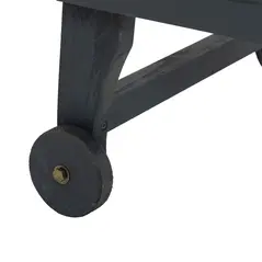 Outsunny Garden Patio Sun Lounger, Outdoor Wooden Sun Bed with Built-In Table, Reclining Backrest and Rolling Wheels for Sunbathing, Grey - 9