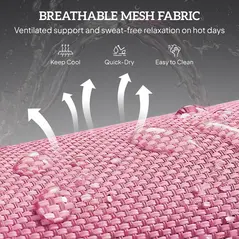 Outsunny Folding Sun Lounger with Head Pillow - Pink - 5