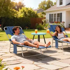 Outsunny Foldable Sun Lounger, Beach Chaise Lounge with Reading Hole, Arm Slots, 5-Position Adjustable Backrest, Side Pocket, Pillow for Garden, Beach, Pool, Grey - 2