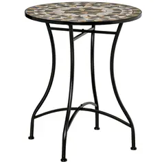 Outsunny Φ60cm Mosaic Outdoor Patio Table - Grey - 1
