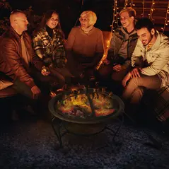 Outsunny Metal Firepit Bowl Outdoor Round Fire Pit w/ Lid, Log Grate, Poker for Backyard, Camping, BBQ, Bonfire, Wood Burning Stove, 56 x 56 x 45cm, Black - 2