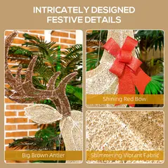 Outsunny Lighted Reindeer Christmas Decoration, Light Up Christmas Deer with 137 LED Lights for Indoor, Outdoor, Garden, Lawn, Gold Tone - 8