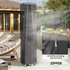 Outsunny Heavy Duty Gas Pyramid Patio Heater Cover, Full Length Outdoor Heater Cover Protector, UPF 30+ Oxford Fabric with Zipper, Black - 6