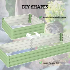 Outsunny Metal Raised Garden Bed Planter Box Outdoor Planters for Growing Flowers, Herbs, Green, Light Green - 5