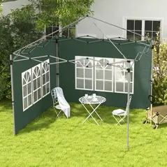 Outsunny Gazebo Side Panels, Sides Replacement with Window for 3x3(m) or 3x4m Pop Up Gazebo, 2 Pack, Green - 2