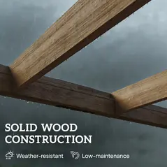 Outsunny Lean-To Wooden Pergola Kit, Decorative Garden Gazebo with Stable Structure and Concrete Anchors, 3 x 3 m, Light Brown - 4