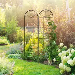 Outsunny Metal Trellis Set of 2, Garden Trellis for Climbing Plants Support Frames, Grid Design - 2