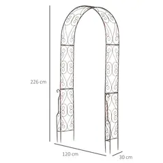 Outsunny Metal Garden Arch Trellis, Decorative Arbour Archway for Walkway Path Ceremony Wedding Party, 120 x 30 x 226cm - 3