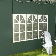 Outsunny Gazebo Side Panels, Sides Replacement with Window for 3x3(m) or 3x4m Pop Up Gazebo, 2 Pack, Green - 9