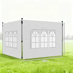 Outsunny Gazebo Side Panels, Sides Replacement with Window for 3x3(m) or 3x4m Pop Up Gazebo, 2 Pack, White - 3