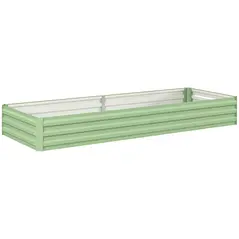 Outsunny Metal Raised Garden Bed Planter Box Outdoor Planters for Growing Flowers, Herbs, Green, Light Green - 1