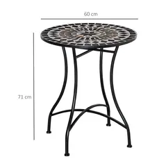 Outsunny Φ60cm Mosaic Outdoor Patio Table - Black - 3