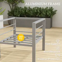 Outsunny Garden Sofa Set of 2, All-Weather Garden Sofa Set with Removable Cushions, Metal Frame Outdoor Furniture for Balcony, Charcoal Grey - 5