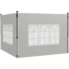 Outsunny Gazebo Side Panels, Sides Replacement with Window for 3x3(m) or 3x6m Gazebo Canopy, 2 Pack, White - 1