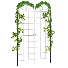 Outsunny Metal Trellis Set of 2, Garden Trellis for Climbing Plants Support Frames, Grid Design - 1