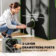 Outsunny Grow Tent 120 x 120 x 200 cm, Reflective Mylar Hydroponic Growing Tent with 600D Oxford Fabric, Observation Window, Vent, Zipper Door for Indoor Plant Growing, Black - 7