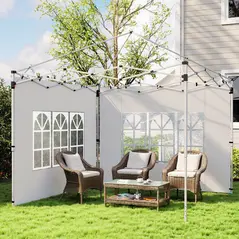 Outsunny Gazebo Side Panels, Sides Replacement with Window for 3x3(m) or 3x4m Pop Up Gazebo, 2 Pack, White - 7