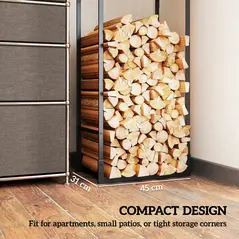 Outsunny Metal Firewood Log Holder, Heavy Duty Firewood Rack with Adjustable Shelf, Indoor Outdoor Fireplace Wood Storage Shelf, 45 x 31 x 170 cm, Black - 5