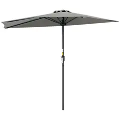 Outsunny Half Round Parasol Umbrella - Light Grey - 1