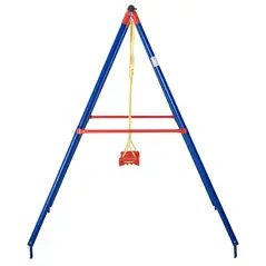 Outsunny Kids Swing Set Toddler Swing Adjustable Rope Heavy Duty A-Frame Stand Outdoor Playset for 3-8 Years Old Blue - 8