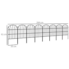 Outsunny Metal Decorative Outdoor Picket Fence Panels Set of 8, Black - 3