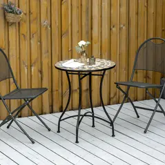 Outsunny Φ60cm Mosaic Outdoor Patio Table - Grey - 2