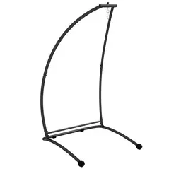 Outsunny Hammock Chair Stand, C Shape Hanging Heavy Duty Metal Frame Hammock Stand for Hanging Hammock Air Porch Swing Chair, Indoor & Outdoor Use, Black - 1