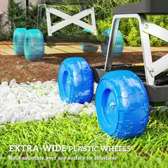 Outsunny Garden Storage Cart, with Top Seat - Blue - 6