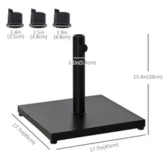 Outsunny Φ35/38/48MM 18KG Steel Square Parasol Stand Base w/ Adjustable Knob Umbrella Stand Garden Patio Outdoor Home, Black - 3