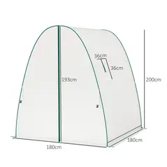 Outsunny Hoop House Greenhouse with Sandbags, Walk-In Tunnel Green House with 2 Doors and Screen Windows, 1.8 x 1.8 x 2m, White - 3