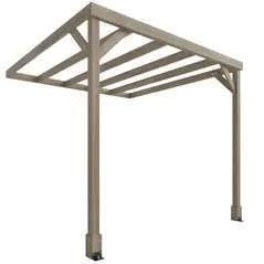 Outsunny Lean-To Wooden Pergola Kit, Decorative Garden Gazebo with Stable Structure and Concrete Anchors, 2.4 x 2.4m, Light Brown - 1