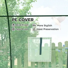 Outsunny Hoop House Greenhouse with Sandbags, Walk-In Tunnel Green House with 2 Doors and Screen Windows, 1.8 x 1.8 x 2m, Green - 7
